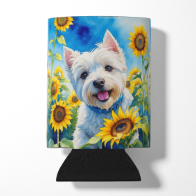 Westie in Sunflowers Can or Bottle Hugger (Color: 198453232809)