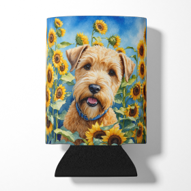 Wheaten Terrier in Sunflowers Can or Bottle Hugger (Color: 198453232816)