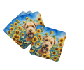 Wheaten Terrier in Sunflowers Foam Coasters