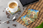 Wheaten Terrier in Sunflowers Foam Coasters