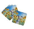 Whippet in Sunflowers Foam Coasters