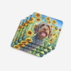 Wirehaired Pointing Griffon in Sunflowers Foam Coasters