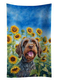 Wirehaired Pointing Griffon in Sunflowers Kitchen Towel (Color: 198453049865)