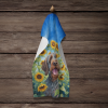 Wirehaired Pointing Griffon in Sunflowers Kitchen Towel