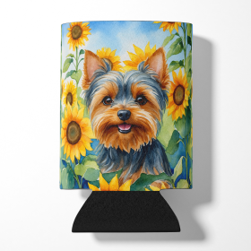 Yorkshire Terrier in Sunflowers Can or Bottle Hugger (Color: 198453232847)