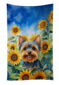 Yorkshire Terrier in Sunflowers Kitchen Towel (Color: 198453049872)