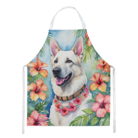 White German Shepherd Luau Apron (Color: DAC6438)