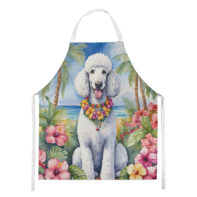 White Poodle Luau Apron (Color: DAC6495)