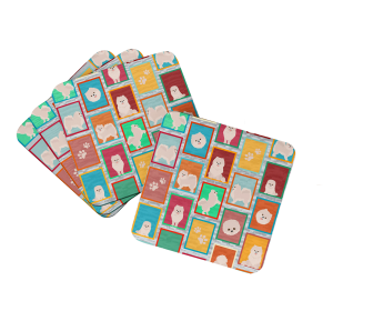 Lots of White Pomeranian Foam Coasters (Color: 194030685952)