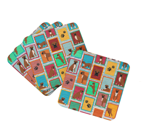 Lots of Black Face Boxer Foam Coasters (Color: 194030686027)