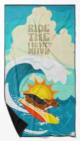 Surfer Dog Tricolor Basset Hound Premium Beach Towel (Color: 194030683194)