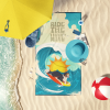 Surfer Dog Bernese Mountain Dog Premium Beach Towel