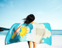 Surfer Bichon Frise Beach Towel