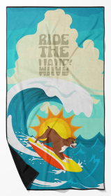 Surfer Dog Fawn Boxer Premium Beach Towel (Color: 194030683262)