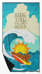 Surfer Dog Ruby Cavalier Spaniel Premium Beach Towel (Color: 194030683309)