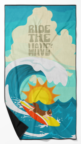 Surfer Dog Longhair Brown White Chihuahua Premium Beach Towel (Color: 194030683330)
