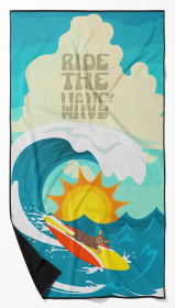 Surfer Dog Chocolate Tan Chihuahua Premium Beach Towel (Color: 194030683361)