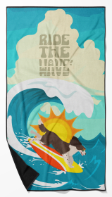 Surfer Dog Liver English Springer Spaniel Premium Beach Towel (Color: 194030683491)