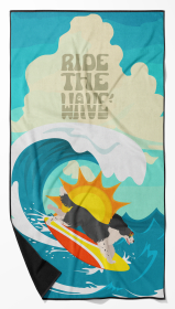 Surfer Dog Black English Springer Spaniel Premium Beach Towel (Color: 194030683507)