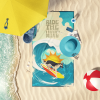 Surfer Dog Black Silver German Shepherd Premium Beach Towel
