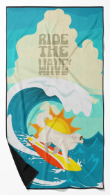 Surfer Dog Great Pyrenees Premium Beach Towel (Color: 194030683620)
