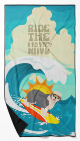 Surfer Dog Old English Sheepdog Premium Beach Towel (Color: 194030683774)