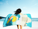 Surfer Dog Black White Papillon Premium Beach Towel
