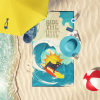 Surfer Dog Black Pug Premium Beach Towel