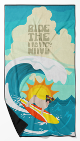 Surfer Dog Fawn Pug Premium Beach Towel (Color: 194030683941)