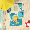 Surfer Dog Fawn Pug Premium Beach Towel