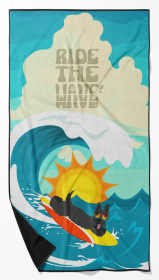 Surfer Dog Scottish Terrier Premium Beach Towel (Color: 194030683958)