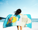 Surfer Dog Sable Sheltie Premium Beach Towel