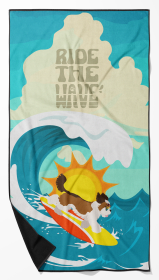 Surfer Dog Shih Tzu Premium Beach Towel (Color: 194030684009)