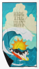 Surfer Dog Black White Siberian Husky Premium Beach Towel