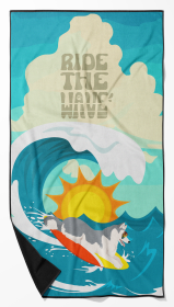 Surfer Dog Grey White Siberian Husky Premium Beach Towel (Color: 194030684054)
