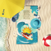 Surfer Dog Red White Siberian Husky Premium Beach Towel