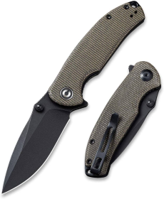 CIVIVI Pintail Knife Blade + Dark Green Micarta Handle (Color: Black)