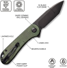 CIVIVI Elementum Knife Blade + Green Micarta Handle