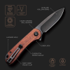 CIVIVI Elementum Knife Blade + Cuibourtia Wood Handle