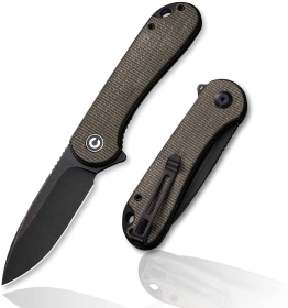 CIVIVI Elementum Knife Blade + Dark Green Micarta Handle (Color: Black)