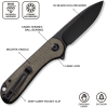 CIVIVI Elementum Knife Blade + Dark Green Micarta Handle