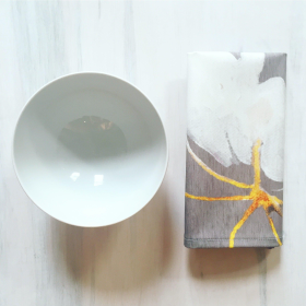 Napkin Set (Color: Big White Flower on Medium Grey)
