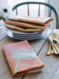 Napkin Set (Color: Cream Flowers on Orange)