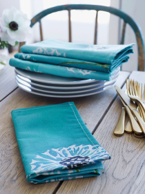 Napkin Set (Color: Dandelions on Aqua)