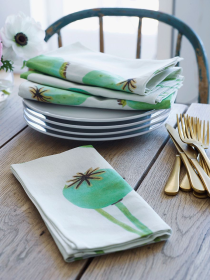 Napkin Set (Color: Poppy Pods on Ecru)