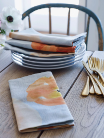 Napkin Set (Color: Peach Poppies on Grey)