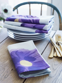 Napkin Set (Color: Purple Poppies on Snow)