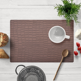 Stylish PVC Placemats for Dining Table (Style: Brown  Crocodile Skin Pattern)