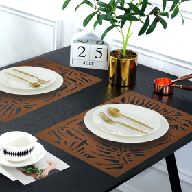 Leaf Cut Out Vinyl Placemats (Style: Brown Rectangle with Leaves)
