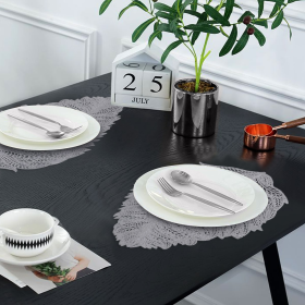 Leaf Cut Out Vinyl Placemats (Style: Silver)